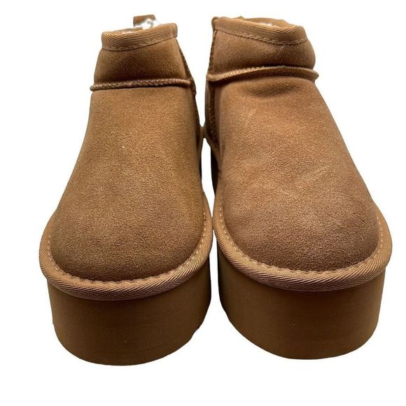 CUSHIONAIRE Women's Genuine Suede pull on platform boot 7 CHESTNUT - Picture 2 of 7